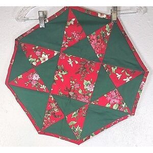 Handmade Patchwork Table‎ Topper  Runner Christmas Decor Red Green Reversible